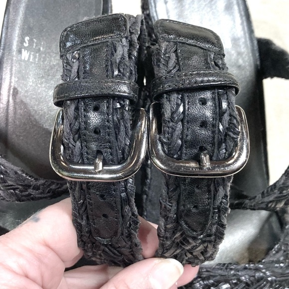 Stuart Weitzman Hoopla wedge in black braided leather platform espadrilles - Picture 7 of 10